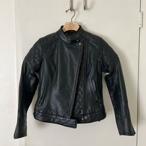 Roland Sands Riot Black Leather Motorcycle Jacket Womens Small